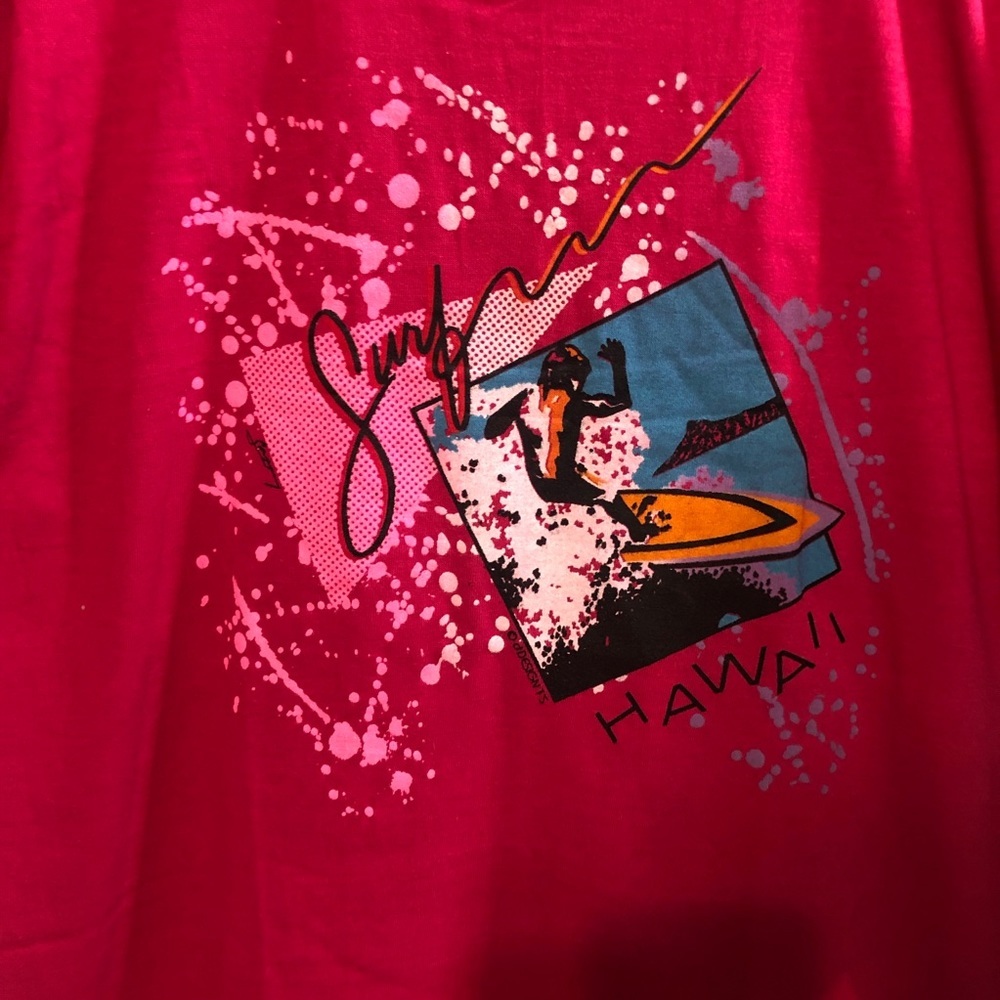 SCREEN STARS BEST PINK SURF HAWAII T-SHIRT - Picture 3 of 4